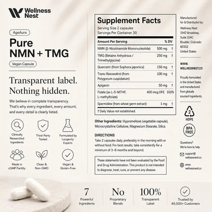 AgeAura Pure NMN + TMG NAD+ Complex