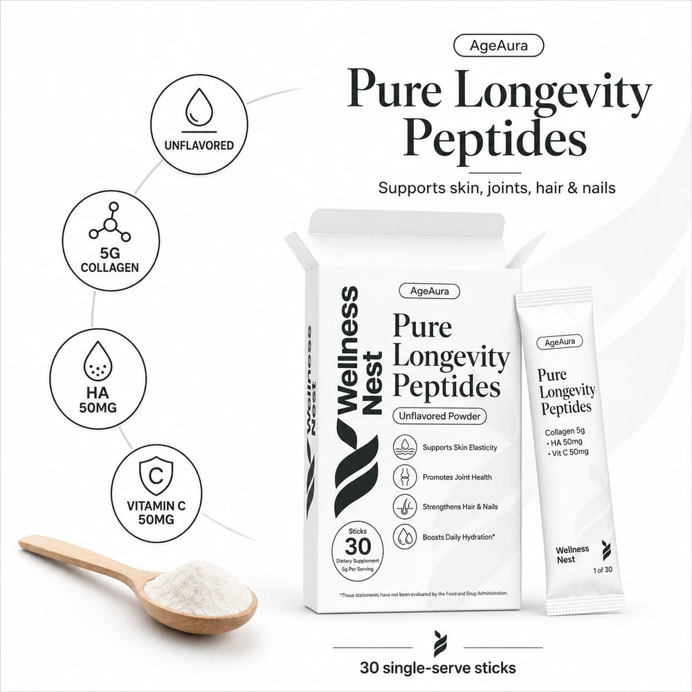 AgeAura Pure Longevity Peptides — Collagen + HA + Vitamin C
